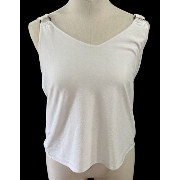 Loft Women's White Shoulder Ring Cami Tank Top Blouse Boho‎ Size L NWT - Picture 1 of 5